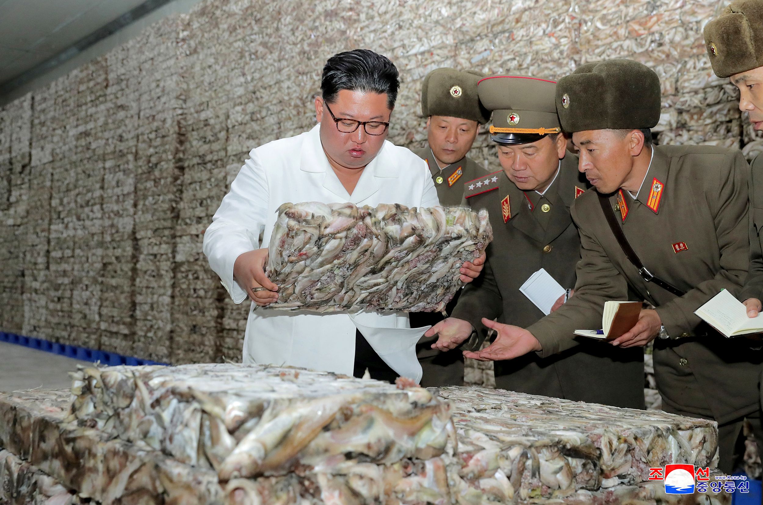 North Korean leader&nbsp;Kim&nbsp;Jong&nbsp;Un&nbsp;visits a&nbsp;fish&nbsp;processing facility in North Korea