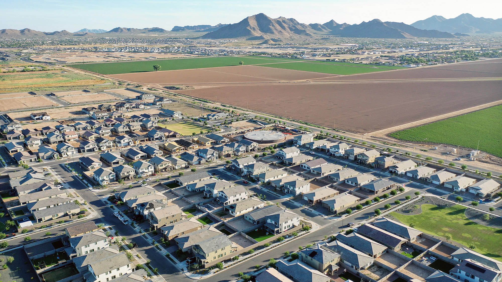 New home construction at a housing development in the Phoenix suburbs 